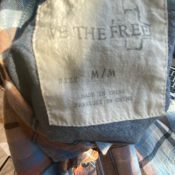 Free People We The Free Plaid Shirt Size Medium Button Down Lightweight - Picture 5 of 8